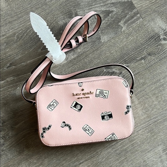 kate spade Handbags - Kate Spade Pink Camera Print Crossbody Bag